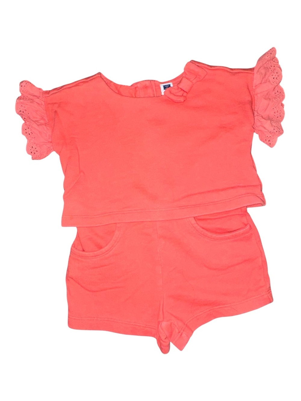 Janie and Jack Coral Eyelet Romper